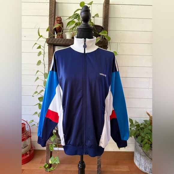 Adidas Vintage Navy Blue and White Zip-Up Track Jacket - Picture 11 of 17